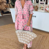 MANA | Midi Dress with Floral Print and V-Neck — view 3