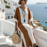 Calindra | Short Sleeve Colour Block Relaxed Maxi Dress — view 2