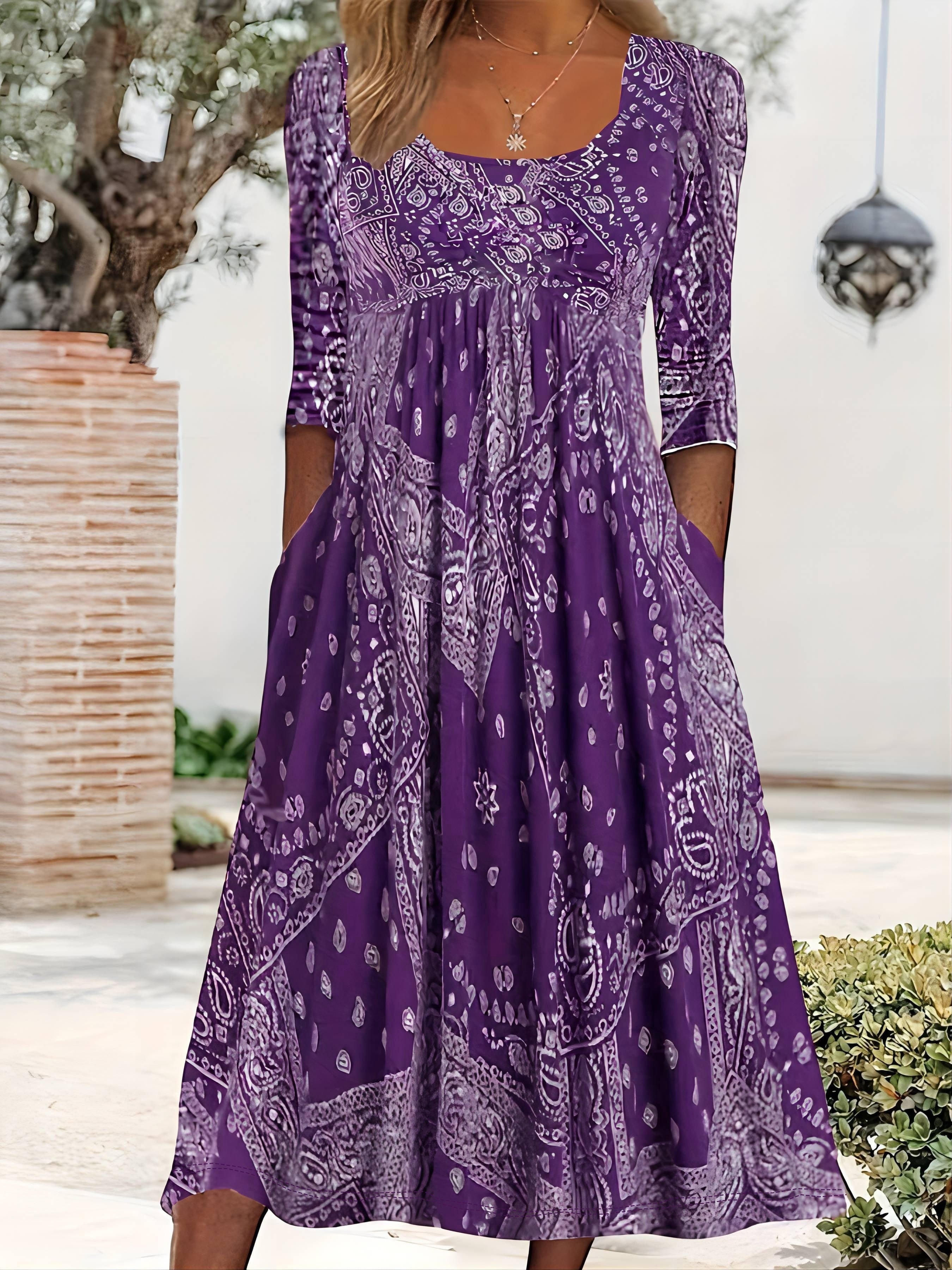 Elowen | Casual Midi Dress with Long Sleeves — view 5