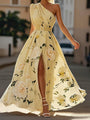 Sella - Ruched One Shoulder A-Line Maxi Chiffon Dress — view 4