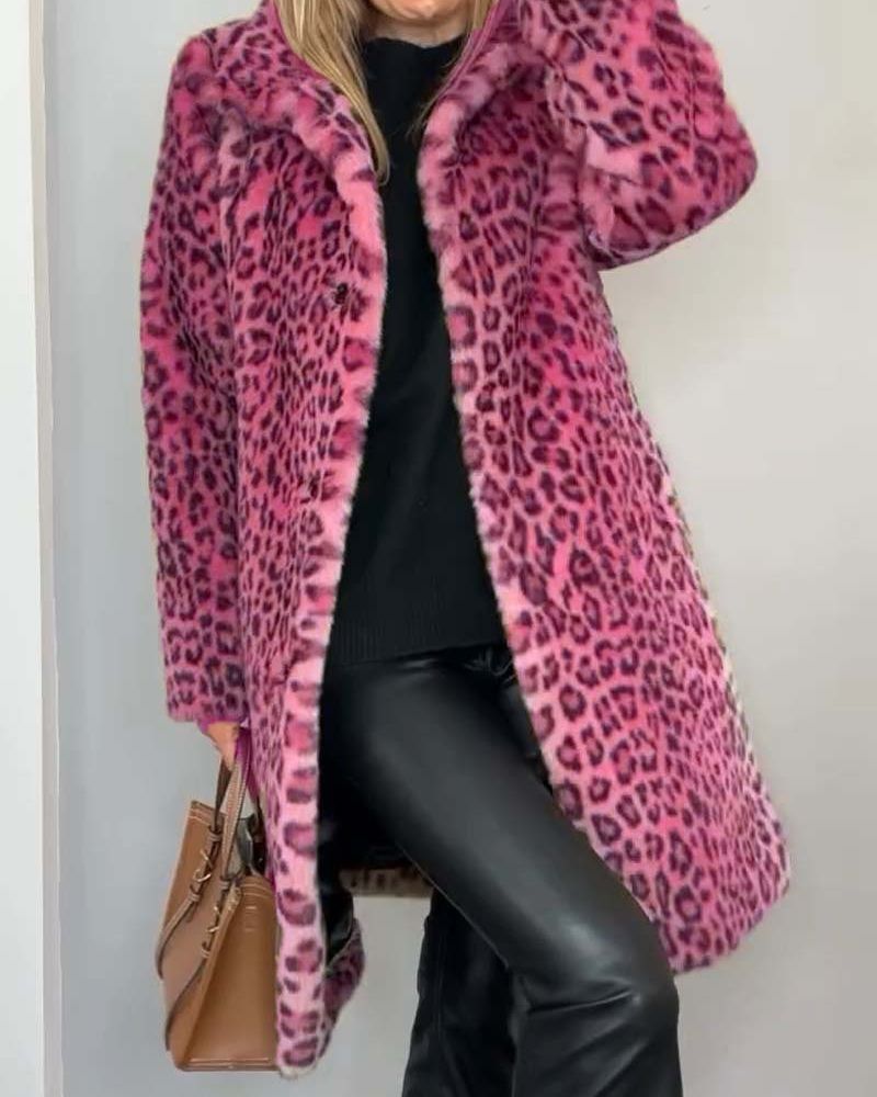 Leia - Long Leopard Print Coat — view 4