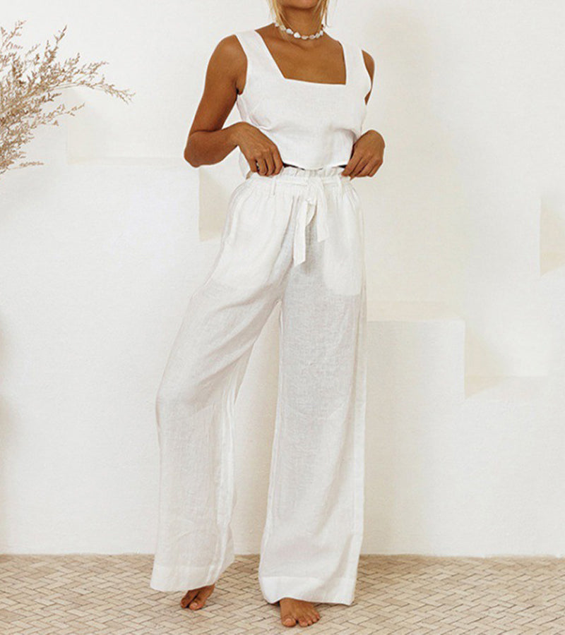 Megan - Minimalist Top and Flared Pants Set — view 2