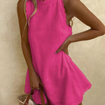 Sleeveless Mini Dress with Wavy Hem — view 8