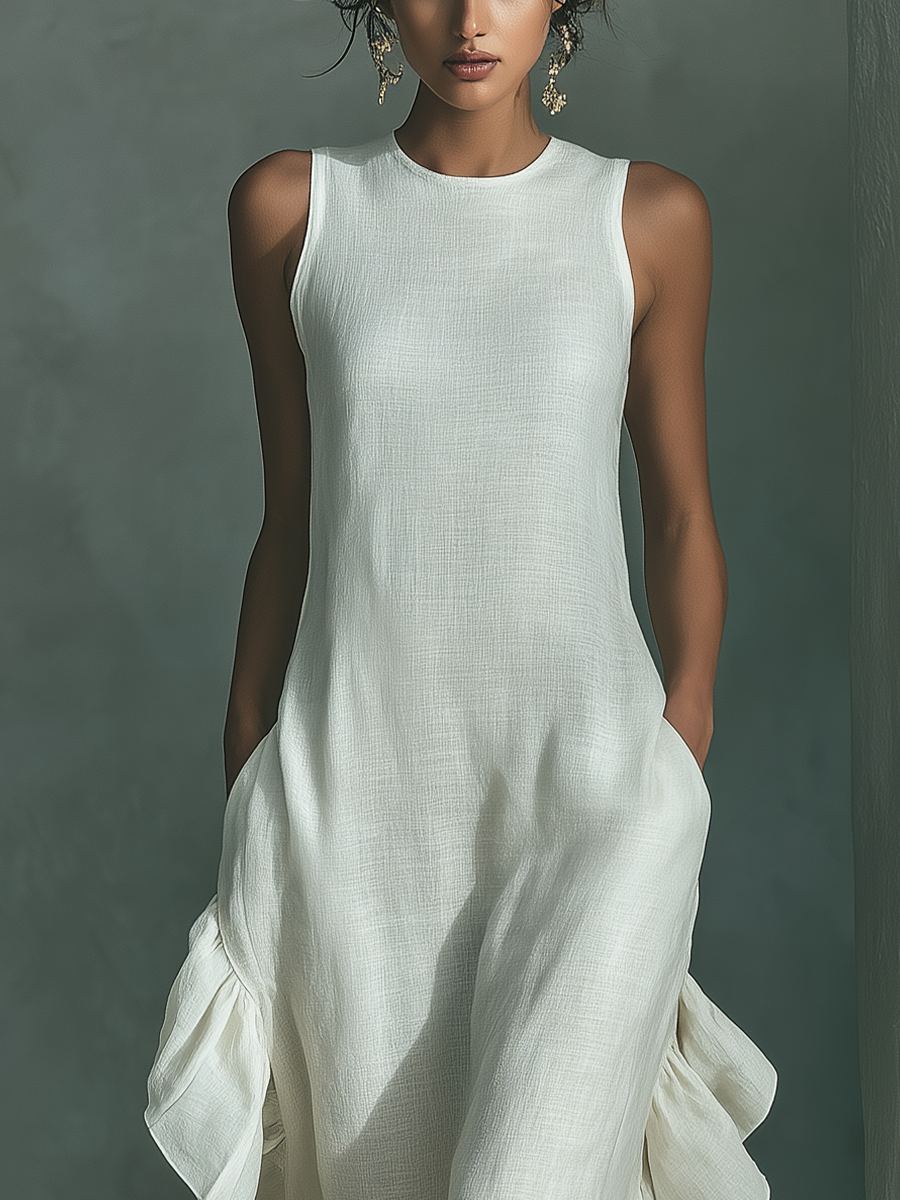 Sophie - Ivory Linen Sleeveless Maxi Dress — view 3