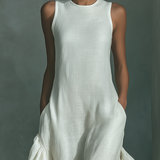 Sophie - Ivory Linen Sleeveless Maxi Dress — view 3