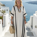 Elvienne | Short Sleeve Colour Block Striped Maxi Dress
