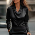 Ines - Luxurious Satin Blouse with Soft Neckline — view 4