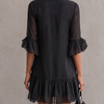 Black Chiffon Mini Dress with Ruffles — view 3