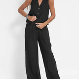 Aira - Vest with Buttons & Wide-Leg Pants Set