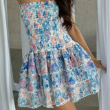 Kaylee - Strapless Floral Dress — view 2