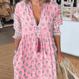 MANA | Midi Dress with Floral Print and V-Neck — view 10