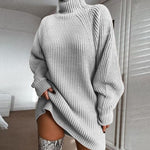 Knit Dress with High Collar and Raglan Sleeves — view 2