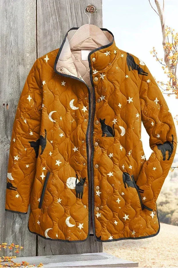 Wynter™ | Quilted Jacket with Cats and Moons