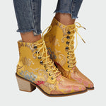 Floral Leather Ankle Boots