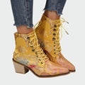 Floral Leather Ankle Boots