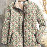 Tamsin™ | Quilted Jacket with Roses on Sage