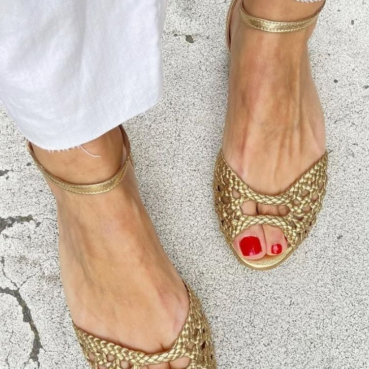 Isadora – Golden Braided Sandals