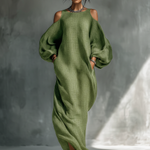 Georgina - Light Green Off-Shoulder Maxi Dress — view 3