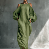Georgina - Light Green Off-Shoulder Maxi Dress — view 3