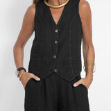 Aira - Vest with Buttons & Wide-Leg Pants Set