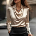 Ines - Luxurious Satin Blouse with Soft Neckline