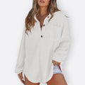 Ines - Lightweight Tunic Blouse with V-Neck and Buttons — view 9