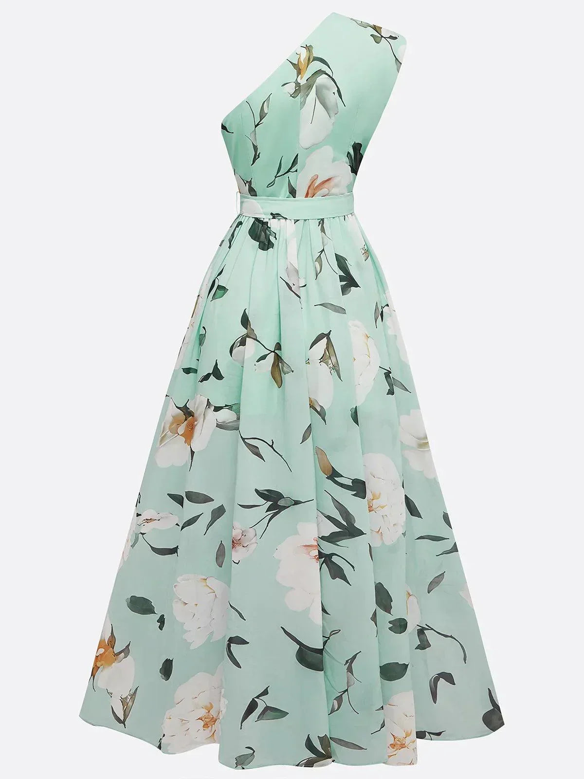 Sella - Ruched One Shoulder A-Line Maxi Chiffon Dress — view 9