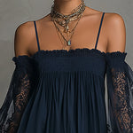 Noemi | Navy Blue Chiffon Mini Dress — view 7