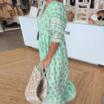 MANA | Midi Dress with Floral Print and V-Neck — view 9