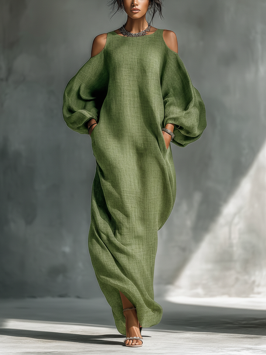 Georgina - Light Green Off-Shoulder Maxi Dress — view 2