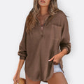 Ines - Lightweight Tunic Blouse with V-Neck and Buttons — view 4