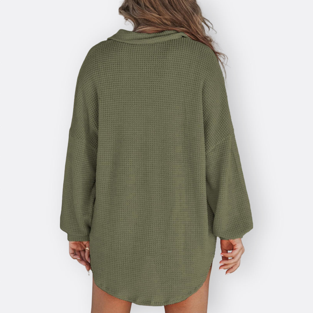 Ines - Lightweight Tunic Blouse with V-Neck and Buttons — view 12