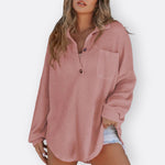 Ines - Lightweight Tunic Blouse with V-Neck and Buttons — view 2