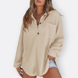 Ines - Lightweight Tunic Blouse with V-Neck and Buttons — view 3