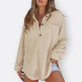 Ines - Lightweight Tunic Blouse with V-Neck and Buttons — view 3