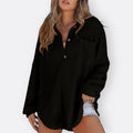Ines - Lightweight Tunic Blouse with V-Neck and Buttons — view 5