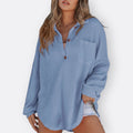Ines - Lightweight Tunic Blouse with V-Neck and Buttons — view 6