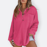 Ines - Lightweight Tunic Blouse with V-Neck and Buttons — view 7