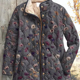 Mackenzie™ | Quilted Jacket with Flower Print in Grey