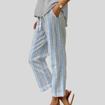 Blue Striped Casual Pants