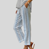 Blue Striped Casual Pants