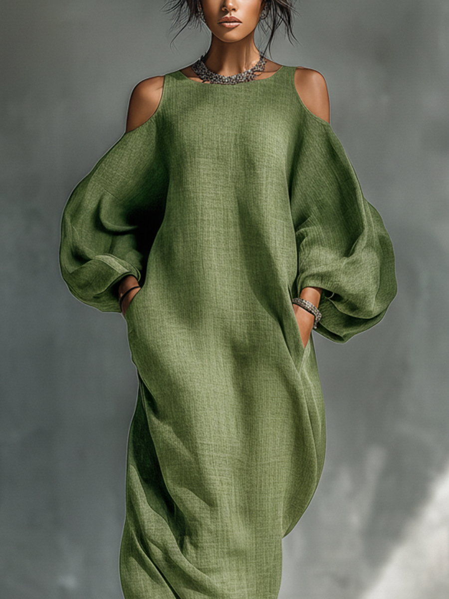 Georgina - Light Green Off-Shoulder Maxi Dress — view 4