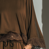 Alice - Chocolate Satin Boat Neck Top & Shorts Set — view 5