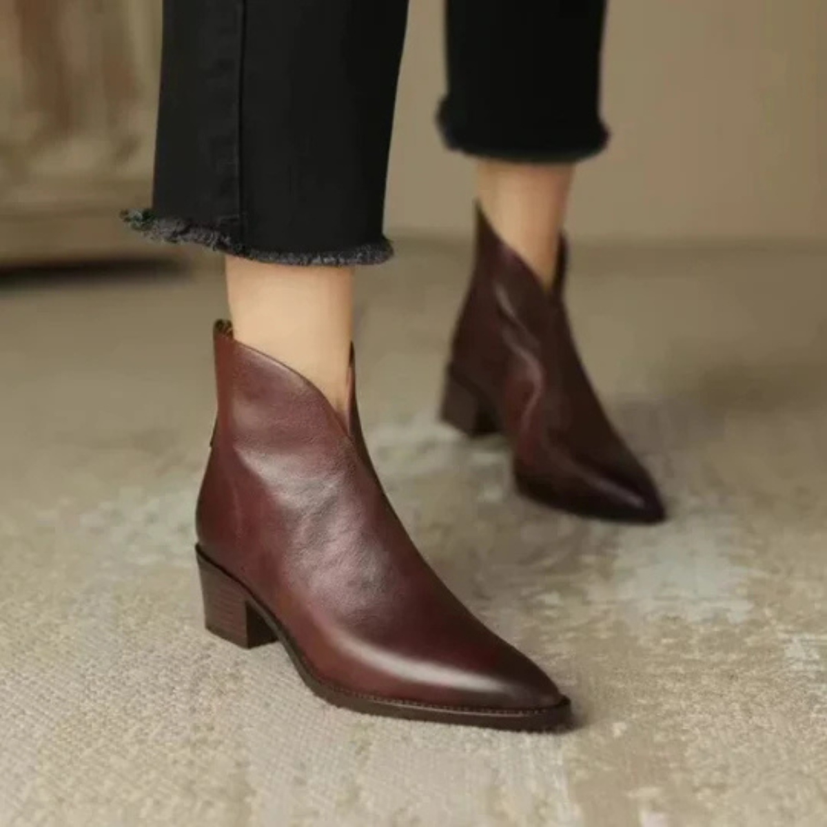 Camila - Luxury Ankle Boots with Low Heel — view 3