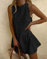 Sleeveless Mini Dress with Wavy Hem — view 6