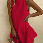 Sleeveless Mini Dress with Wavy Hem — view 4