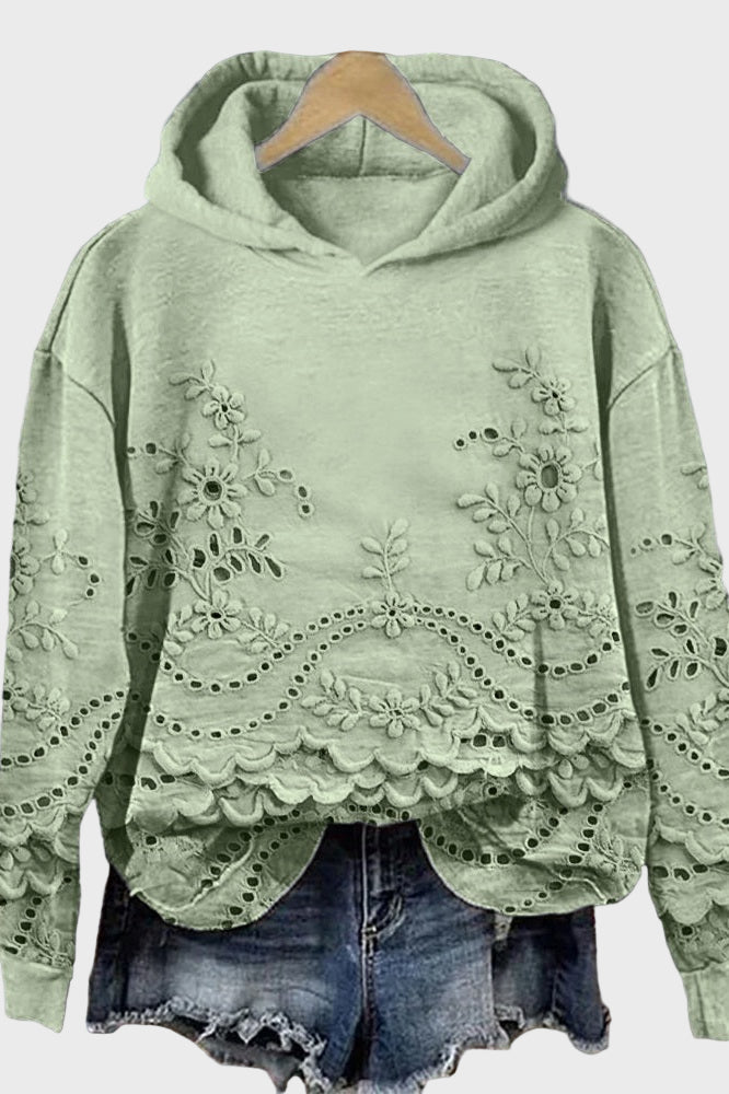 Hooded Sweatshirt in Lace — view 5