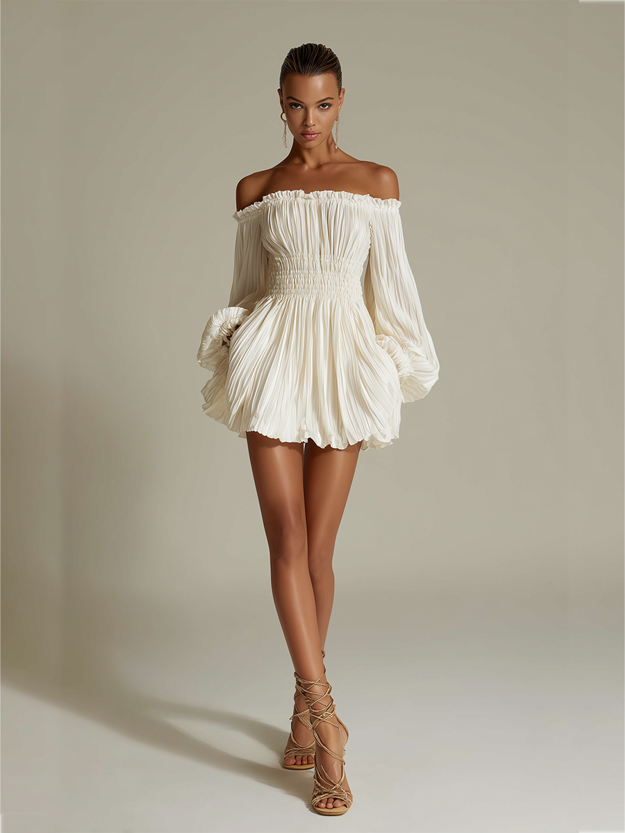 Lily - Ivory Pleated Dress — view 2