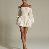 Lily - Ivory Pleated Dress — view 2