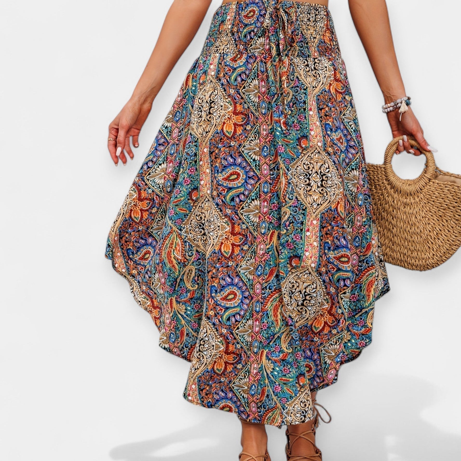 High-Waisted Floral Midi Skirt — view 3